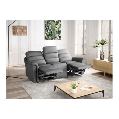 Relaxxo - Ensemble Canapés Relax Manuels Léon 3 + 2 Places En Tissu Gris Clair