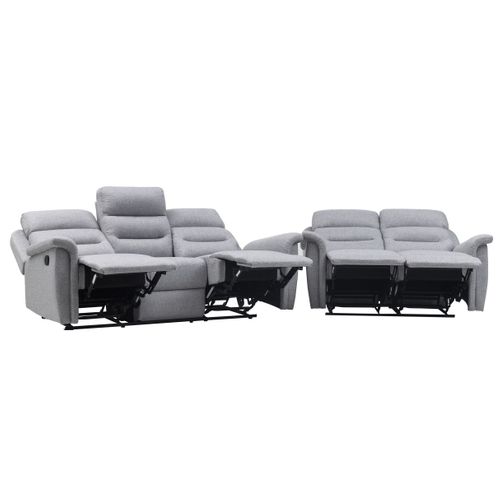 Relaxxo - Ensemble Canapés Relax Manuels Léon 3 + 2 Places En Tissu Gris Clair