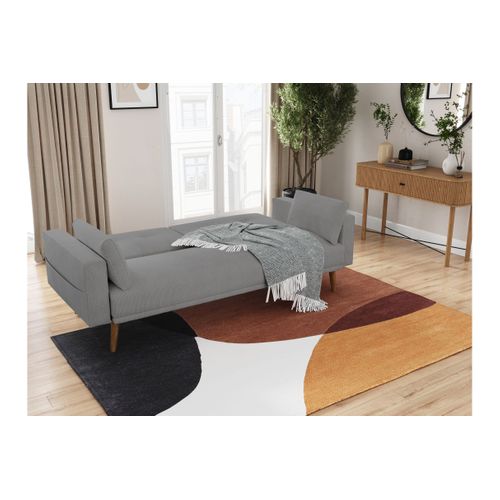 Canapé Droit Scandinave Elga Convertible 3 Places En Velours Côtelé - Gris