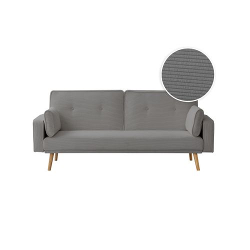 Canapé Droit Scandinave Elga Convertible 3 Places En Velours Côtelé - Gris