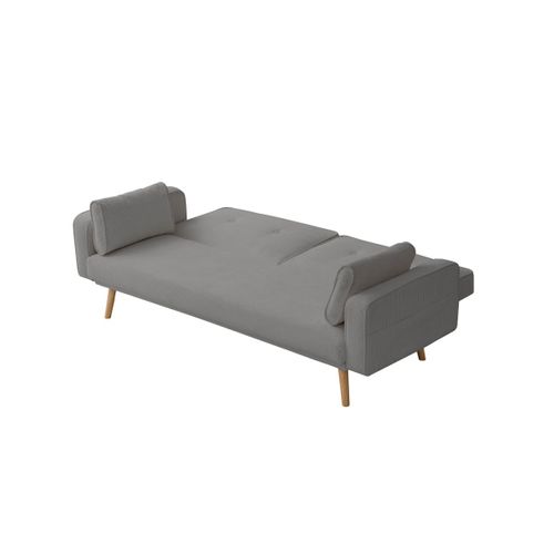 Canapé Droit Scandinave Elga Convertible 3 Places En Velours Côtelé - Gris
