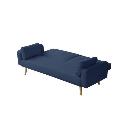 Canapé Droit Scandinave Elga Convertible 3 Places En Velours Côtelé - Bleu Foncé