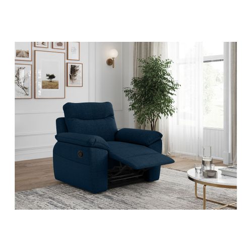 Fauteuil De Relaxation Manuel Ross En Tissu Texturé 3d - Bleu Foncé