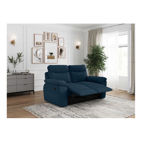 Canapé De Relaxation Manuel Ross 2 Places En Tissu Texturé 3d - Bleu Foncé