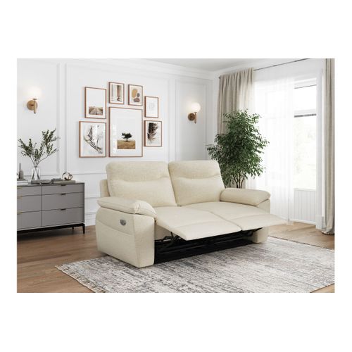 Canapé De Relaxation Électrique Ross 3 Places En Tissu - Beige