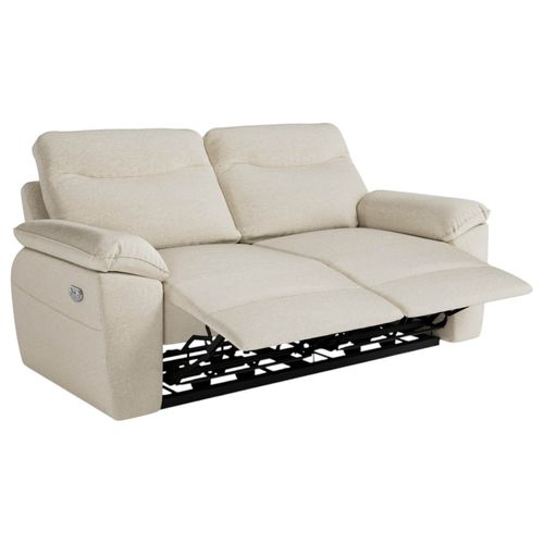 Canapé De Relaxation Électrique Ross 3 Places En Tissu - Beige