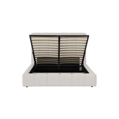 Cadre De Lit Bulle Rembourré Avec Coffre En Tissu Blanc Cassé - Couchage 140x190cm