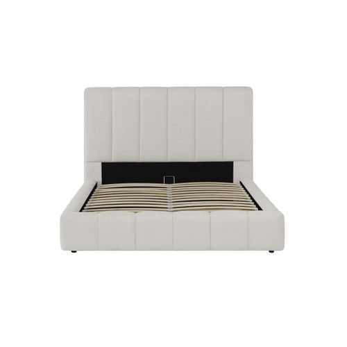 Cadre De Lit Bulle Rembourré Avec Coffre En Tissu Blanc Cassé - Couchage 140x190cm