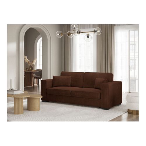Canapé Droit Fixe 3 Places Belami En Velours Côtelé - Marron