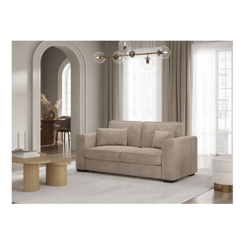 Canapé Droit Fixe 2 Places Belami En Velours Côtelé - Taupe