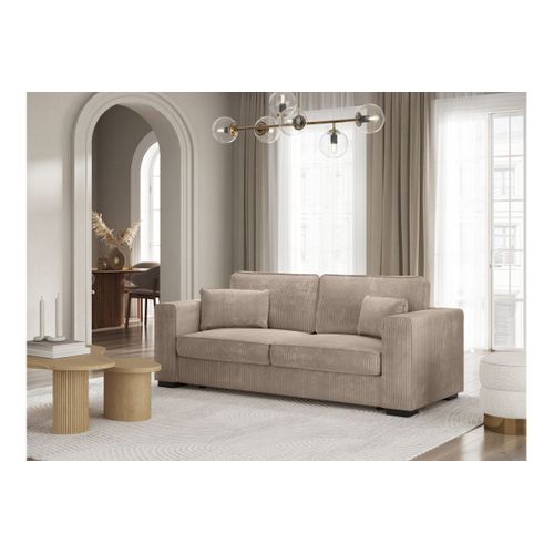 Canapé Droit Fixe 3 Places Belami En Velours Côtelé - Taupe