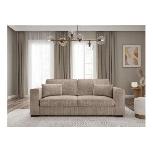 Canapé Droit Fixe 3 Places Belami En Velours Côtelé - Taupe