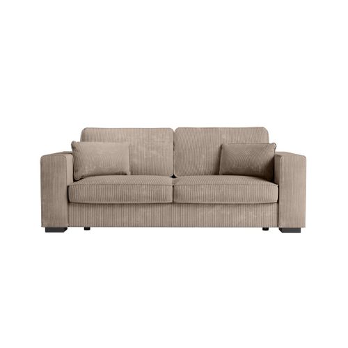 Canapé Droit Fixe 3 Places Belami En Velours Côtelé - Taupe