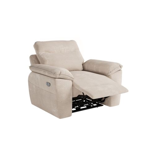 Fauteuil De Relaxation Électrique Ross En Velours Côtelé - Beige