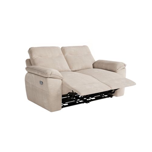 Canapé De Relaxation Électrique Ross 2 Places En Velours Côtelé - Beige