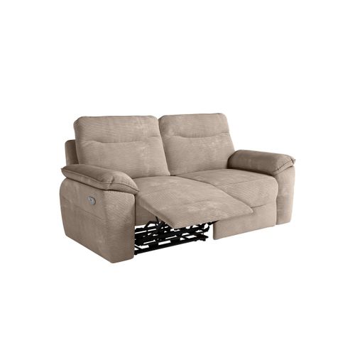 Canapé De Relaxation Électrique Ross 3 Places En Velours Côtelé - Taupe