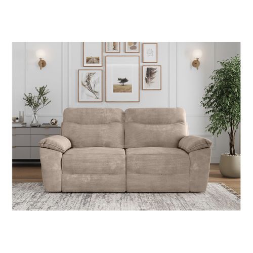 Canapé De Relaxation Électrique Ross 3 Places En Velours Côtelé - Taupe