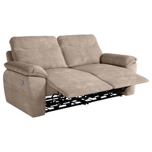 Canapé De Relaxation Électrique Ross 3 Places En Velours Côtelé - Taupe