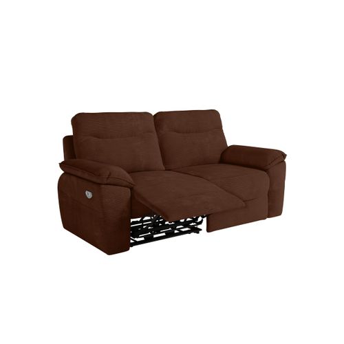 Canapé De Relaxation Électrique Ross 3 Places En Velours Côtelé - Marron