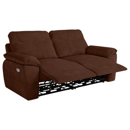 Canapé De Relaxation Électrique Ross 3 Places En Velours Côtelé - Marron