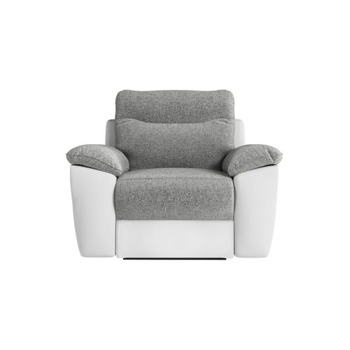 Pack - Canapé De Relaxation Ross Électrique 2 Places Et Fauteuil En Tissu Et Simili - Blanc/gris