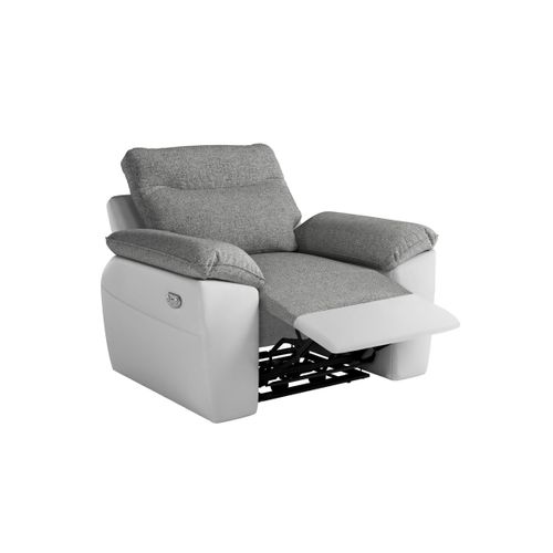 Pack - Canapé De Relaxation Ross Électrique 2 Places Et Fauteuil En Tissu Et Simili - Blanc/gris