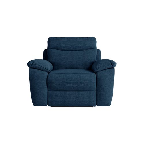 Pack - Canapé De Relaxation Ross Électrique 2 Places Et Fauteuil En Tissu Texturé 3d - Bleu Foncé