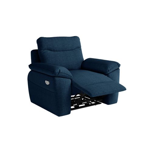 Pack - Canapé De Relaxation Ross Électrique 2 Places Et Fauteuil En Tissu Texturé 3d - Bleu Foncé
