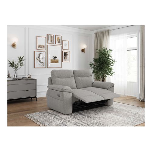 Pack - Canapé De Relaxation Ross Électrique 2 Places Et Fauteuil En Tissu Texturé 3d - Gris Clair