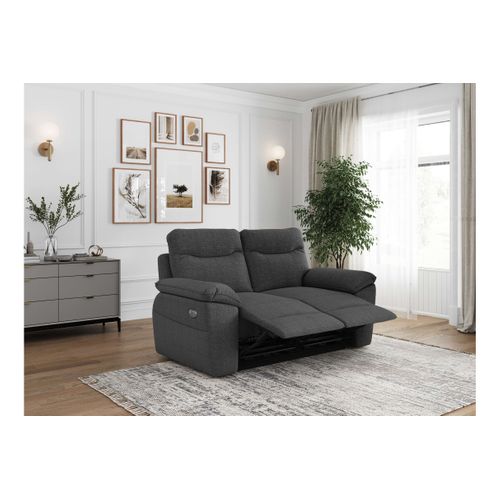 Pack - Canapé De Relaxation Ross Électrique 2 Places Et Fauteuil En Tissu Texturé 3d - Gris Foncé