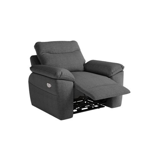 Pack - Canapé De Relaxation Ross Électrique 2 Places Et Fauteuil En Tissu Texturé 3d - Gris Foncé