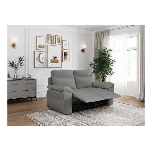 Pack - Canapé De Relaxation Ross Électrique 2 Places Et Fauteuil En Tissu Antitache - Gris