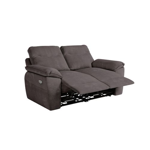 Pack - Canapé De Relaxation Ross Électrique 2 Places Et Fauteuil En Velours Côtelé - Gris