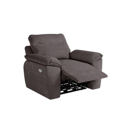 Pack - Canapé De Relaxation Ross Électrique 2 Places Et Fauteuil En Velours Côtelé - Gris