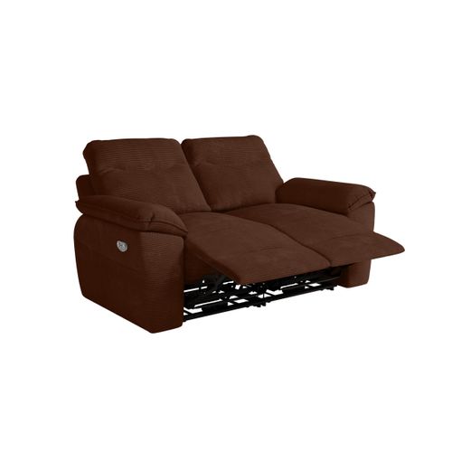 Pack - Canapé De Relaxation Ross Électrique 2 Places Et Fauteuil En Velours Côtelé - Marron