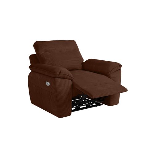 Pack - Canapé De Relaxation Ross Électrique 2 Places Et Fauteuil En Velours Côtelé - Marron