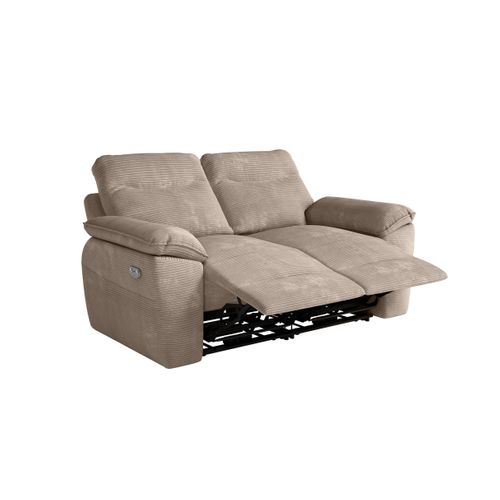 Pack - Canapé De Relaxation Ross Électrique 2 Places Et Fauteuil En Velours Côtelé - Taupe