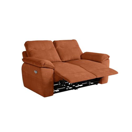 Pack - Canapé De Relaxation Ross Électrique 2 Places Et Fauteuil En Velours Côtelé - Terracotta