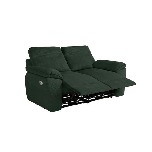 Pack - Canapé De Relaxation Ross Électrique 2 Places Et Fauteuil En Velours Côtelé - Vert Foncé