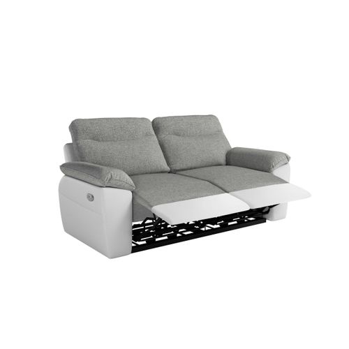 Pack - Canapé De Relaxation Ross Électrique 2 Et 3 Places En Tissu Et Simili - Blanc/gris