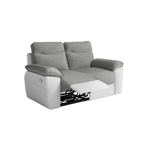 Pack - Canapé De Relaxation Ross Électrique 2 Et 3 Places En Tissu Et Simili - Blanc/gris