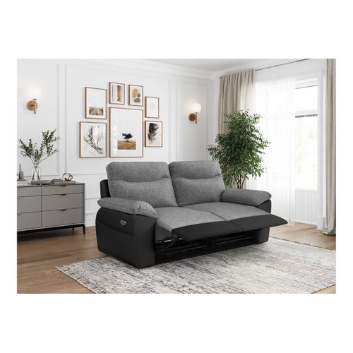 Pack - Canapé De Relaxation Ross Électrique 2 Et 3 Places En Tissu Et Simili - Noir/gris