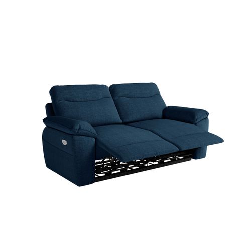 Pack - Canapé De Relaxation Ross Électrique 3 Places Et Fauteuil En Tissu Texturé 3d - Bleu Foncé