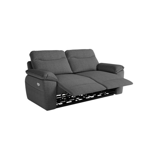 Pack - Canapé De Relaxation Ross Électrique 3 Places Et Fauteuil En Tissu Texturé 3d - Gris Foncé