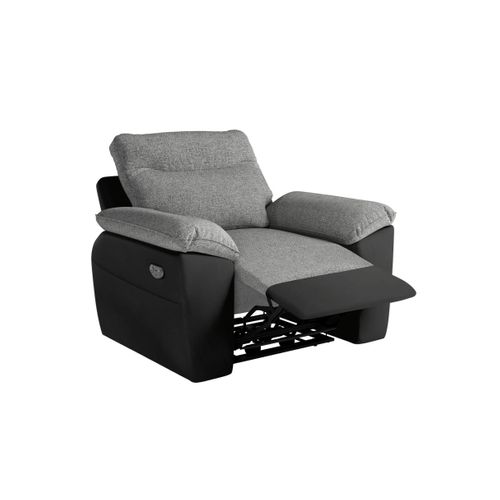 Pack - Canapé De Relaxation Ross Électrique 3 Places Et Fauteuil En Tissu Et Simili - Noir/gris