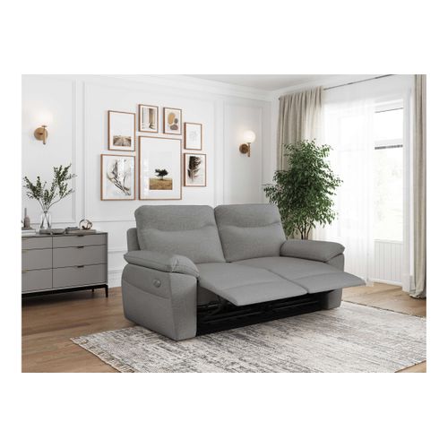 Pack - Canapé De Relaxation Ross Électrique 3 Places Et Fauteuil En Tissu Antitache - Gris