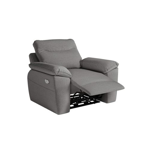 Pack - Canapé De Relaxation Ross Électrique 3 Places Et Fauteuil En Tissu Antitache - Gris