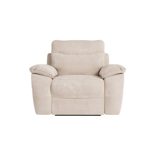 Pack - Canapé De Relaxation Ross Électrique 3 Places Et Fauteuil En Velours Côtelé - Beige