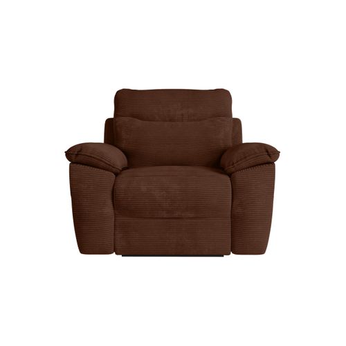 Pack - Canapé De Relaxation Ross Électrique 3 Places Et Fauteuil En Velours Côtelé - Marron