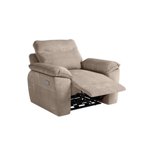 Pack - Canapé De Relaxation Ross Électrique 3 Places Et Fauteuil En Velours Côtelé - Taupe